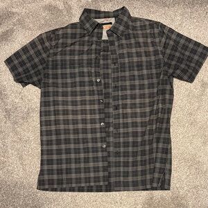 Van Heusen Black and Gray Checkered Casual Shirt